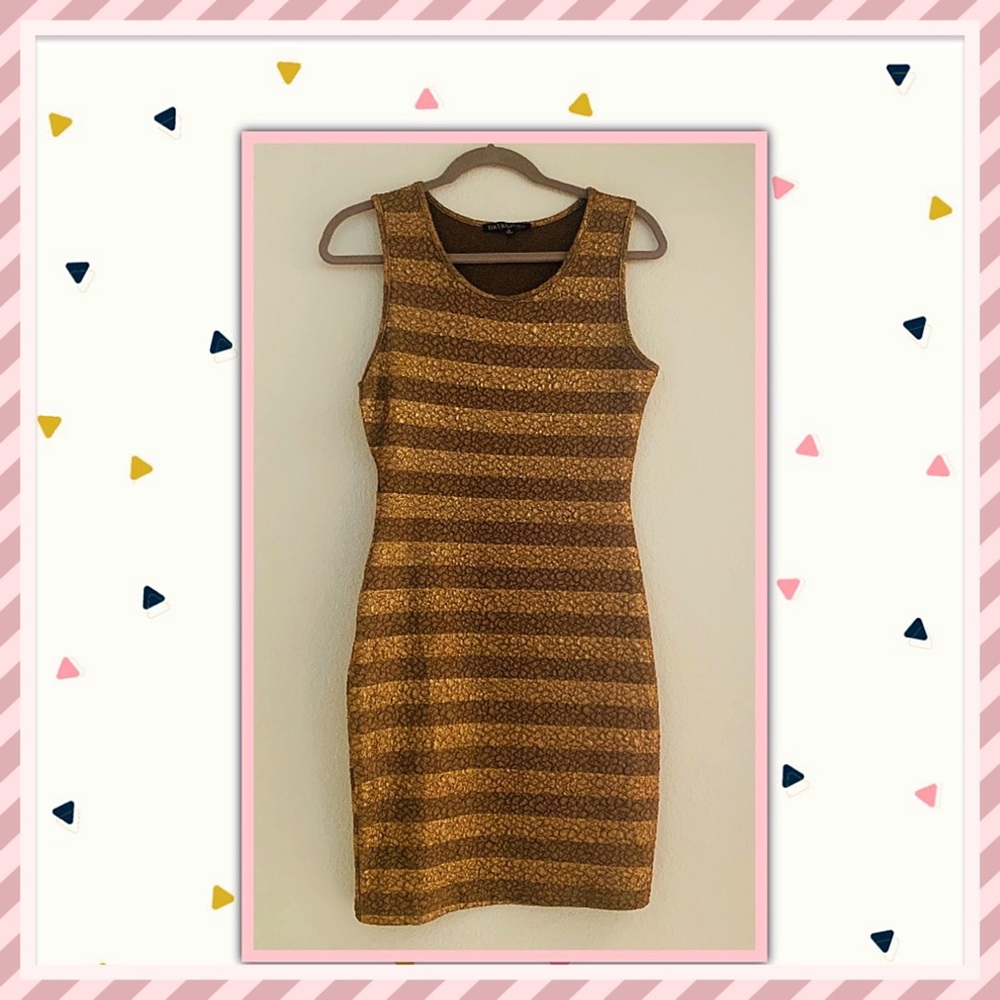 🌸Rose Gold & Chocolate stripe dress🌸